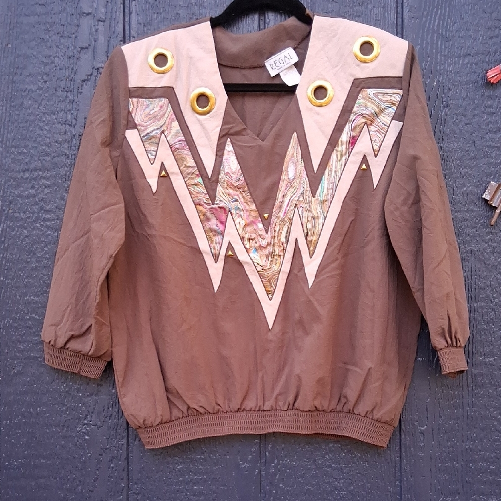 Regal Brown and Cream Women's Top